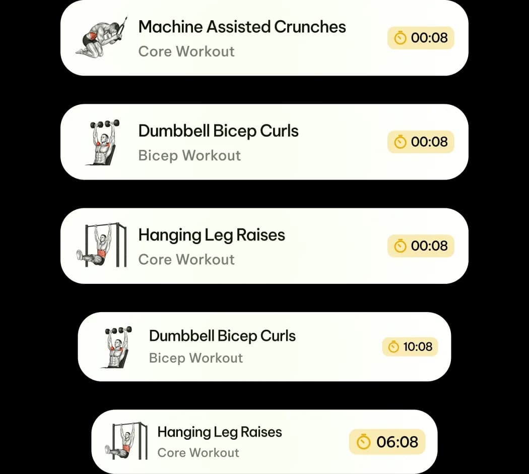 Structured workout logging cards