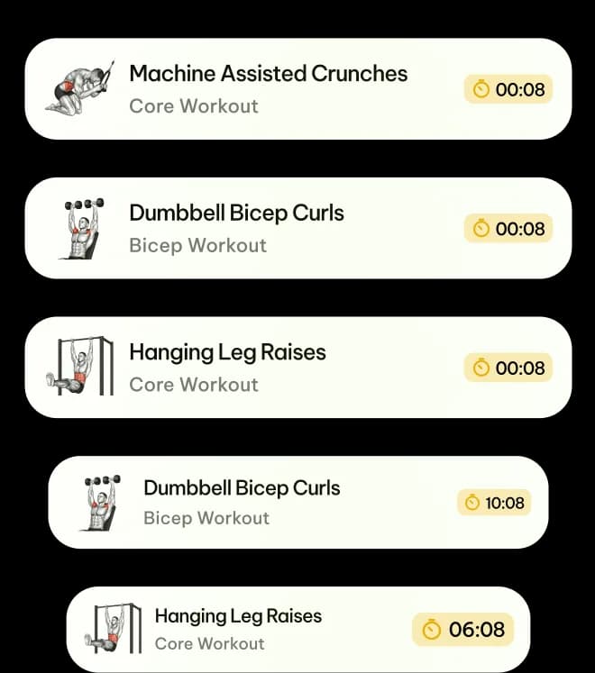 Mobile workout logging cards