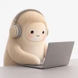 Jolly, the Muse assistant, wearing headphones and using a laptop