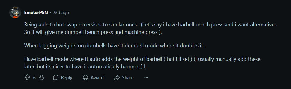 Post from a lifter asking how to move their workout history between apps