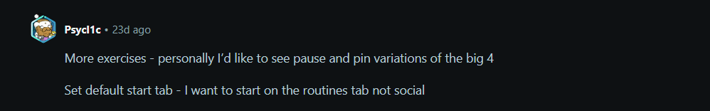 Post from a lifter asking how to move their workout history between apps