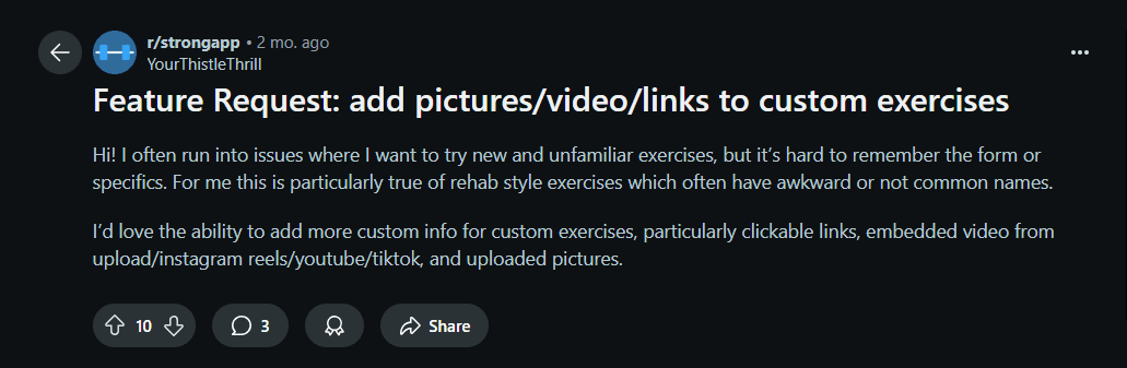 Post from a lifter asking how to move their workout history between apps